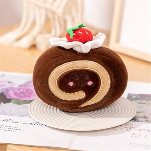 Champracer Lebensmittel-Kuscheltiere, Plüschspielzeug in Form Einer Kuchenrolle, Cake Plush Toy, Kuchen-Stofftier, Geschenk für jedes Alter und jeden Anlass (14 * 10 cm,Schokolade) von Champracer