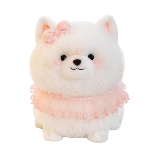 Champracer Simulation Pomeranian Plüschtier, Realistische Hundepuppe, Weich Plüsch-Kissenpuppe, Heimdekoration, Geeignet für alle Altersgruppen und Anlässe (50 cm,weiß) von Champracer