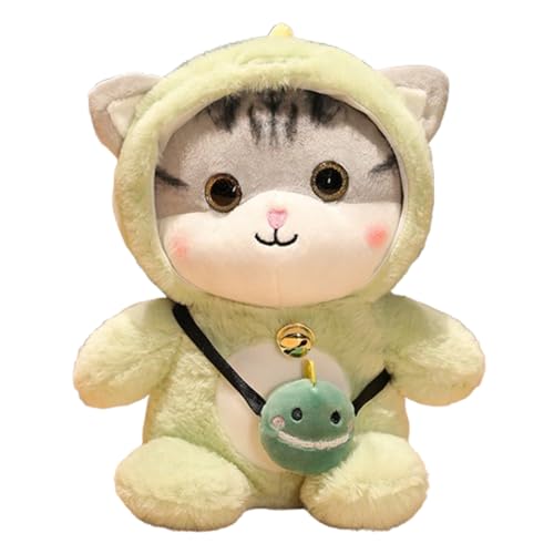 Katze Plüschtier, Cartoon Katze Tier Stofftier Plüsch Puppe, gekleidet in Dinosaurier Kostüm Weiche Kuscheltiere, Süße Katze Kuscheltier für Kinder Jungen Mädchen Geschenk (35 cm,Dinosaurier) von Champracer