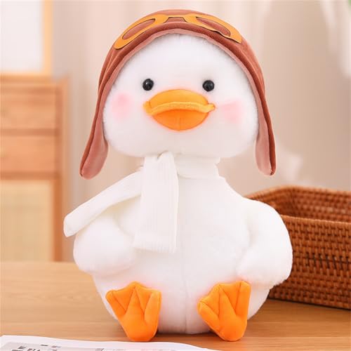 Ente Plüschtier, Kuscheltier Ente Puppe Stofftier, Cartoon Ente PlüSch Spielzeug, zum Spielen und Kuscheln, Geschenk für Freunde und Kinder (40 cm,Brauner Hut) von Champracer