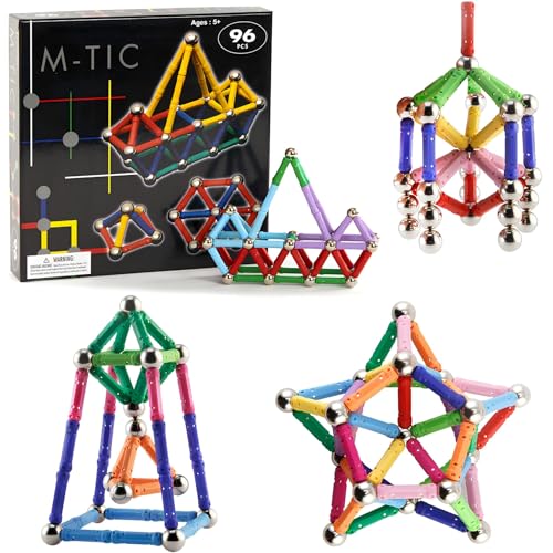 96 Stücke Magnet Spielzeug Kinder, Magnetisch Bausteine, Magnetische Sticks Magnetische, Magnet Bildungsspielzeug Magnetische Bausteine, Sticks Stapeln Spielzeug Set, Stapelspielzeug-Set für Kinder von ChaneeHann