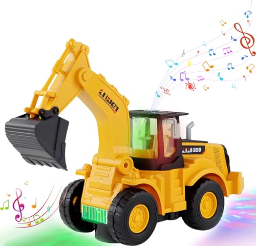 ChaneeHann Bulldozer Spielzeug, Bulldozer Kinder,Baustellenfahrzeuge Kinder,Automatisches Gehen Bagger mit Sound und Licht, Auto Kinderspielzeug, Bagger Spielzeug Ab 3 Jahre von ChaneeHann