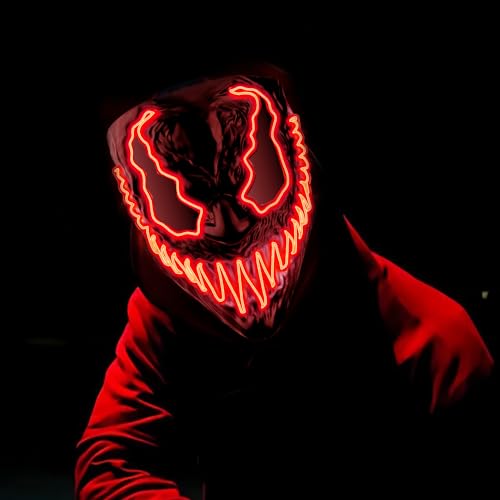 Halloween Maske LED Halloween Maske 3 Leuchtmodi LED Grusel Maske im Dunkeln Leuchtend,Party Leucht Maske für Karneval,Gruselige Halloween-Maske,für Kostümspiele Cosplays Feste und Partys（Rot） von ChaneeHann