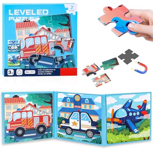 Magnetische Puzzle für Kinder,Reise Kinder Magnetische Puzzle,12-16-20 Stück Fahrzeug Kinderpuzzle ab 3 Jahre,Beschäftigung für Kinder im Autofahrt Flugzeug,Kindergeburtstag Geschenke von ChaneeHann