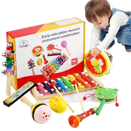 Montessori Instrumente Kinder, 8 Stück Musikinstrumente für Kinder, Holz Percussion Set, Percussion Instrumente Kinder, Schlagwerk Rhythmus Spielzeug, Musik Kinderspielzeug Geschenke für Kinder von ChaneeHann