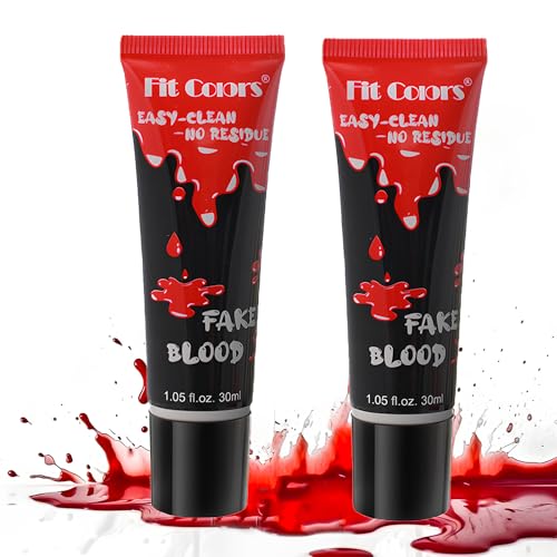 Profi Kunstblut,2 PCS 30ml Tropfendes Kunstblut,Künstliches Halloween Blut ,Zombieblut,Kunstblut Set,Halloween Waschbar Kunstblut Make-up für Kleidung,Zombie,Vampir Cosplay & Dress Up von ChaneeHann