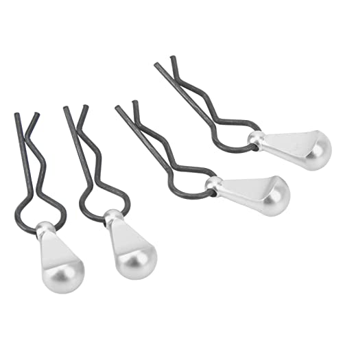 Changor RC-Karosserie-R-Clips, RC-Karosserie-Clip-Stift, Hochbelastbare Zuglaschen aus Aluminiumlegierung für Autos Im Maßstab 1:8 (Silber) von Changor