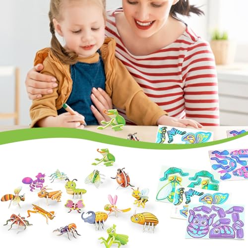 Changtai 30 Stück 3D-Puzzle Modell Insekten Dinosaurier Tiere Spielzeug Kits für Kinder, Kinderpuzzlespielzeuge Lernspielzeuge Geschenke für Jungen und Mädchen Feinmotorik Spielzeug von Changtai