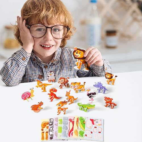 Changtai 30 Stück 3D-Puzzle Modell Insekten Dinosaurier Tiere Spielzeug Kits für Kinder, Kinderpuzzlespielzeuge Lernspielzeuge Geschenke für Jungen und Mädchen Feinmotorik Spielzeug von Changtai