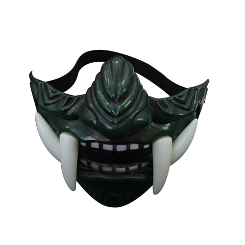 Changtai Japanischer Samurai Oni Halbmaske, Hochwertig Cosplay Prajna Maske Dämonen Gesichtsabdeckung Ghostface Horror Maske Halloween Deko Kostüm Masken Geschenke für Erwachsene und Kinder von Changtai