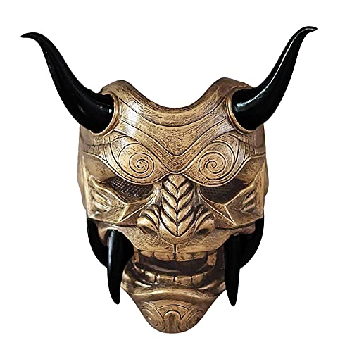 Changtai Japanischer Samurai Oni Maske Cosplay Prajna Maske Dämonen Gesichtsabdeckung Ghostface Horror Maske Halloween Deko Kostüm Masken Geschenke für Erwachsene und Kinder von Changtai