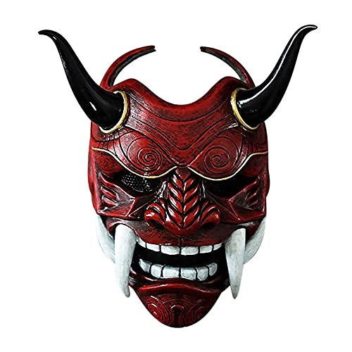 Changtai Japanischer Samurai Oni Maske Cosplay Prajna Maske Dämonen Gesichtsabdeckung Ghostface Horror Maske Halloween Deko Kostüm Masken Geschenke für Erwachsene und Kinder von Changtai