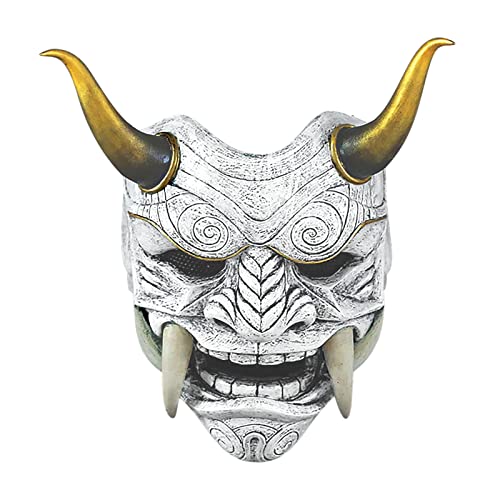 Changtai Japanischer Samurai Oni Maske Cosplay Prajna Maske Dämonen Gesichtsabdeckung Ghostface Horror Maske Halloween Deko Kostüm Masken Geschenke für Erwachsene und Kinder von Changtai