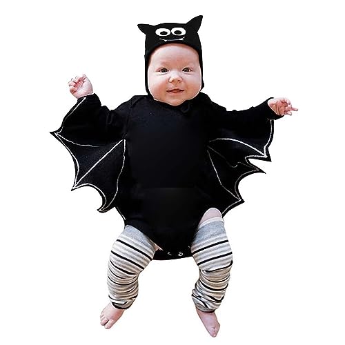 Chanpning Halloween Kostüm Baby Fledermaus Langarm Hut Hosen Karneval Kostüm Niedlichen Onesie Strampler Halloween Kostüm Baby 68 für Drama Rollenspiele Süßes Oder Saures von Chanpning