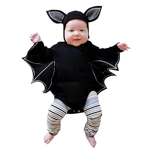 Chanpning Halloween Kostüm Baby Fledermaus Langarm Hut Hosen Karneval Kostüm Niedlichen Onesie Strampler Halloween Kostüm Baby 68 für Drama Rollenspiele Süßes Oder Saures von Chanpning