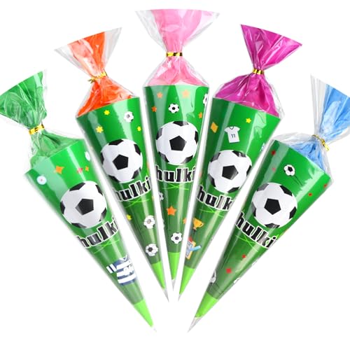 10 Stück Schultüte für geschwister schultüte junge, Schultüte Fussball, schultüte klein füllung, Zuckertüte für Jungen und Mädchen, mini schultüten zum befüllen, geschenke für Einschulung (grüner-1) von Charfia