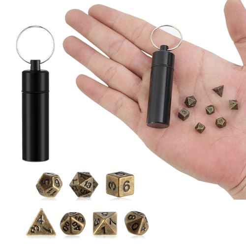 DND Würfel Set, 7 Stück DND Dice Set Würfelset für Dungeon und Dragons MTG RPG D&D D20, D12, D10, D%, D8, D6, D4, Polyedrische Würfel Set DND Zubehör Geschenk (Antique Bronze) von Charfia