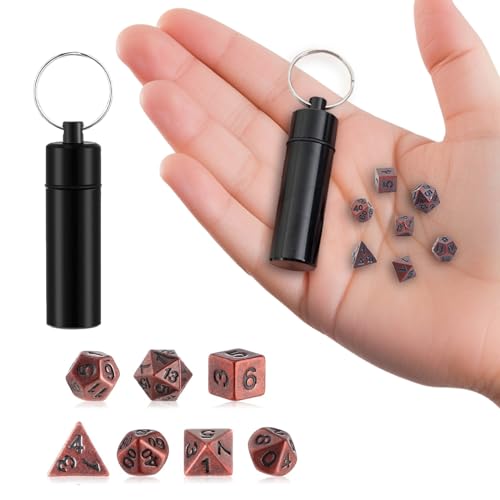 DND Würfel Set, 7 Stück DND Dice Set Würfelset für Dungeon und Dragons MTG RPG D&D D20, D12, D10, D%, D8, D6, D4, Polyedrische Würfel Set DND Zubehör Geschenk (Antique Copper) von Charfia