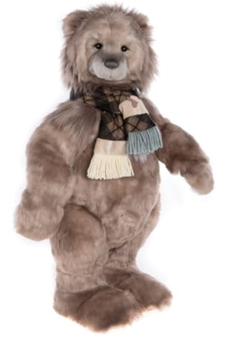 Charlie Bears Old Father Time großer Teddybär aus Plüsch, stehend, geheime Kollektion mit Schal, braunes und beigefarbenes Fell von Charlie Bears