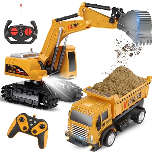 Charmofun Ferngesteuerter Bagger Spielzeug mit RC Sandtransporter, 2.4Ghz Rechargeable RC Bagger mit Licht & Sound, Baufahrzeug Spielzeugautos Geburtstags Geschenk für ab 3 4 5 6 7 8 9 Jahren Junge Charmofun Ferngesteuerter Bagger Spielzeug mit RC Sandtransporter, 2.4Ghz Rechargeable RC Bagger mit Licht & Sound, Baufahrzeug Spielzeugautos Geburtstags Geschenk für ab 3 4 5 6 7 8 9 Jahren Junge von Charmofun