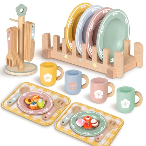 Charmofun Teeservice Kinderküche Zubehör Holz, 30 PCS Teeservice Kinder Holz, Spielküche Kinder küche zubehör mit Kleine Kuchen und Gebäck, Teeparty Set für Jungen und Mädchen ab 3 Jahre Charmofun Teeservice Kinderküche Zubehör Holz, 30 PCS Teeservice Kinder Holz, Spielküche Kinder küche zubehör mit Kleine Kuchen und Gebäck, Teeparty Set für Jungen und Mädchen ab 3 Jahre von Charmofun