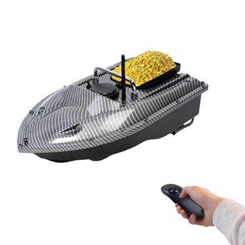 Charocean 500m Ferngesteuert Futterboot Angeln Nachtangeln Fischköder Köderboot mit LED-Navigator-Licht, Fernbedienung Futterboote Bait Boat Ferngesteuertes Köderboot 1.5 KG Beladung (Grau) von Charocean