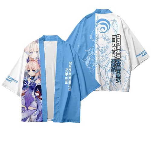 Charous Genshin Impact Cosplay Sangonomiya Kokomi Kimono Haori,Unisex-Umhang Für Spiel Cosplay Oder Festivalgeschenk,Blau,M von Charous