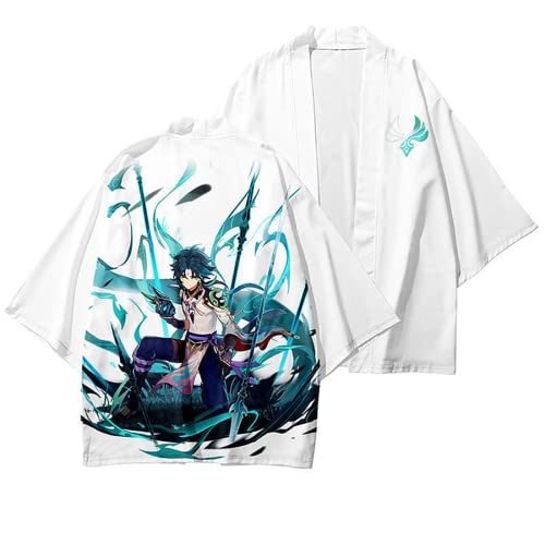 Charous Genshin Impact Cosplay Xiao Kimono Haori, Weißer Umhang Für Spiel Cosplay Oder Festivalgeschenk,Weiß-4,S von Charous