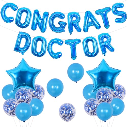 Cheereveal Doktor Graduation Dekorationen, Blau Congrats Doktor Luftballons Banner, Stern Folienballons, Doktor Krankenschwester Klasse von 2025, Zukunft Arzt, Medizinische Schule Abschlussfeier Party von Cheereveal