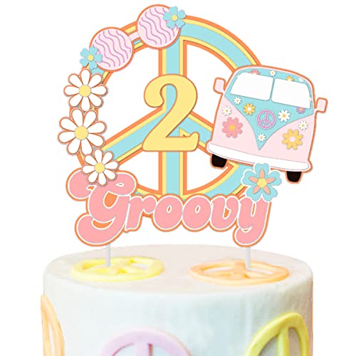 Two Groovy Birthday Cake Topper Two Groovy Party Decorations for Girls Hippie Boho Birthday Party Decorations 2nd Birthday Cake Topper von Cheereveal