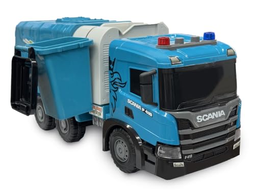 Cheerful Toys Großes Müllauto Spielzeug Kinder - Scania 1:50 Müllwagen Spielzeug mit Mülltonne, Sound und Licht, 50cm Müllabfuhr Auto Recycling-Fahrzeug für Jungen 3 4 5 6 Jahre von Cheerful Toys