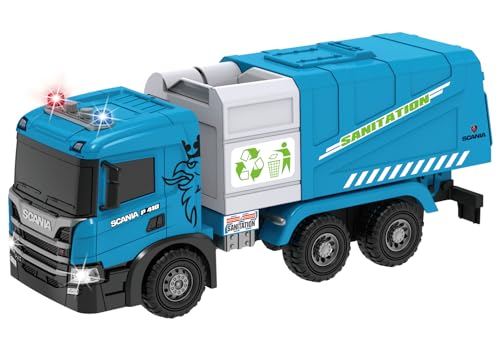 Cheerful Toys Großes Müllauto Spielzeug Kinder - Scania 1:50 Müllwagen Spielzeug mit Mülltonne, Sound und Licht, 50cm Müllabfuhr Auto Recycling-Fahrzeug für Jungen 3 4 5 6 Jahre von Cheerful Toys