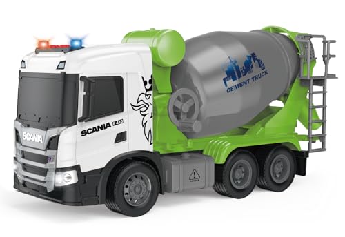 Cheerful Toys Kinder Betonmischer - Scania 1:64 Betonmisch Fahrzeuge mit Licht und Sound, 30,8cm LKW Mischwagen Lastwagen Spielzeug für Jungen 3 4 5 6 Jahre von Cheerful Toys