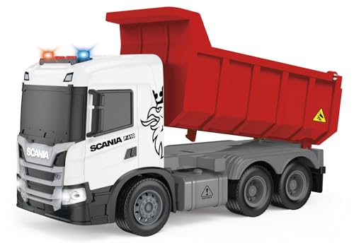 Cheerful Toys LKW Kipper - Scania 1:64 Muldenkipper mit Licht und Sound, 26,3cm Baustellen-Spielwagen Kipplaster-Spielzeug für Jungen 3 4 5 6 Jahre von Cheerful Toys