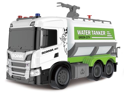 Cheerful Toys Tankwagen LKW Kinder - Scania 25cm Wassertankwagen Fahrzeug Spielzeug mit Sound und Licht, Grünes Stadtfahrzeug für Jungen 3 4 5 6 Jahre von Cheerful Toys