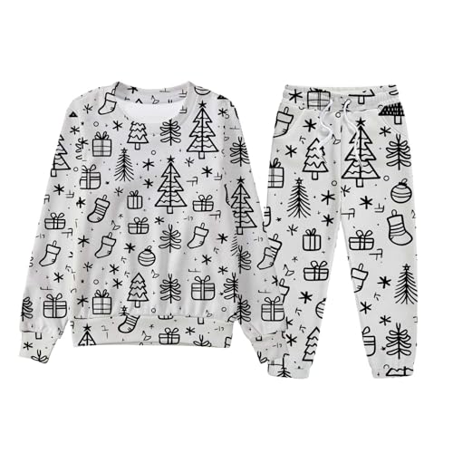 Chejarity DIY Mal-Pyjama für Kinder – Handbemalte Schlafanzüge zum Ausmalen, Cartoon-Druck, Freizeitanzug mit Langarm und Hose, Weißes Homewear-Set von Chejarity