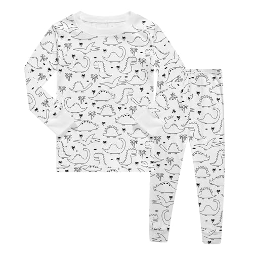 Chejarity DIY Mal-Pyjama für Kinder – Handbemalte Schlafanzüge zum Ausmalen, Cartoon-Druck, Freizeitanzug mit Langarm und Hose, Weißes Homewear-Set von Chejarity