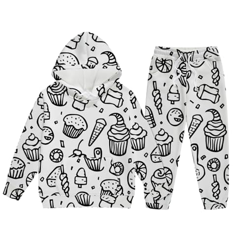 Chejarity DIY Mal-Pyjama für Kinder – Handbemalte Schlafanzüge zum Ausmalen, Cartoon-Druck, Freizeitanzug mit Langarm und Hose, Weißes Homewear-Set von Chejarity