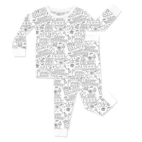 Chejarity DIY Mal-Pyjama für Kinder – Handbemalte Schlafanzüge zum Ausmalen, Cartoon-Druck, Freizeitanzug mit Langarm und Hose, Weißes Homewear-Set von Chejarity