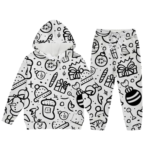 Chejarity DIY Mal-Pyjama für Kinder – Handbemalte Schlafanzüge zum Ausmalen, Cartoon-Druck, Freizeitanzug mit Langarm und Hose, Weißes Homewear-Set von Chejarity