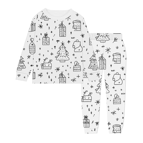 Chejarity DIY Mal-Pyjama für Kinder – Handbemalte Schlafanzüge zum Ausmalen, Cartoon-Druck, Freizeitanzug mit Langarm und Hose, Weißes Homewear-Set von Chejarity