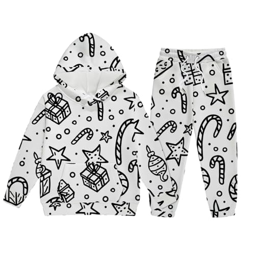 Chejarity DIY Mal-Pyjama für Kinder – Handbemalte Schlafanzüge zum Ausmalen, Cartoon-Druck, Freizeitanzug mit Langarm und Hose, Weißes Homewear-Set von Chejarity