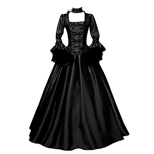 Chejarity Mittelalter Kleidung Damen Maxikleid Halloween Karneval Kostüm Festival Outfit Mittelalterliches Renaissance Viktorianisches Langarm Costume Cosplay von Chejarity