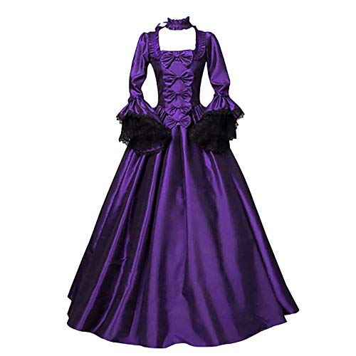 Chejarity Mittelalter Kleidung Damen Maxikleid Halloween Karneval Kostüm Festival Outfit Mittelalterliches Renaissance Viktorianisches Langarm Costume Cosplay von Chejarity