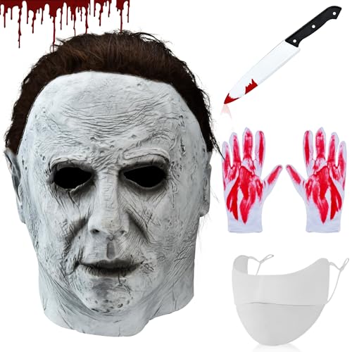 Cheloveer 5 PCS Michael Myers Maske, Halloween Maske Michael Myers Full Head Cover Maske Mit Haar Michael Maske Erwachsene Für Halloween Michael Myers Maske Karneval Maskerade Party von Cheloveer