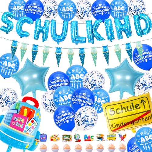 Cheloveer Deko Einschulung Junge, Deko Schulanfang Junge Schulkind Deko Junge Schulkind Girlande Luftballon Einschulung Einschulung Deko Schulkind 2024 Junge Schulanfang Junge Schulkind Junge Geschenk von Cheloveer