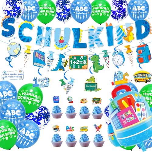 Cheloveer Deko Einschulung Junge, Schulkind Deko Junge Deko Schulanfang Junge Schulkind Girlande Luftballon Einschulung Einschulung Deko Schulkind 2024 Junge Schulanfang Junge Schulkind Junge Geschenk von Cheloveer