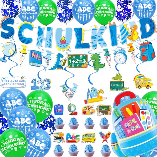 Cheloveer Deko Einschulung Junge, Schulkind Deko Junge Deko Schulanfang Junge Schulkind Girlande Luftballon Einschulung Einschulung Deko Schulkind 2024 Junge Schulanfang Junge Schulkind Junge Geschenk von Cheloveer