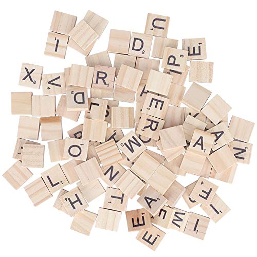 100 Stück hölzerne Scrabble-Fliesen, Scrabble-Buchstaben zum Basteln, Holzbuchstaben-Fliesen, hölzerne Alphabet-Fliesen A bis Z Großbuchstaben, zum Basteln, Anhänger, Zauber von ChengyuWei