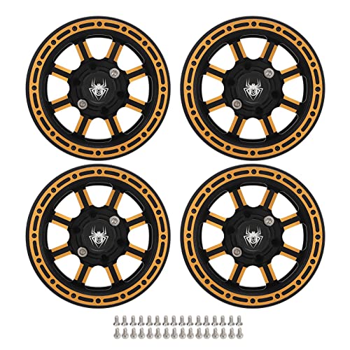 ChengyuWei 4 Stück RC-Leichtmetallfelgen Auto-Radnabe, Aluminium-Hinterradnabenfelgen, 1,9-Zoll-RC-Radnaben aus CNC-Aluminiumlegierung für axiale SCX10-Schwerkraftreduzierung (Gold) von ChengyuWei